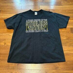 Steelers Nation We Bleed Black & Gold Graphic T-Shirt Unisex XL Black